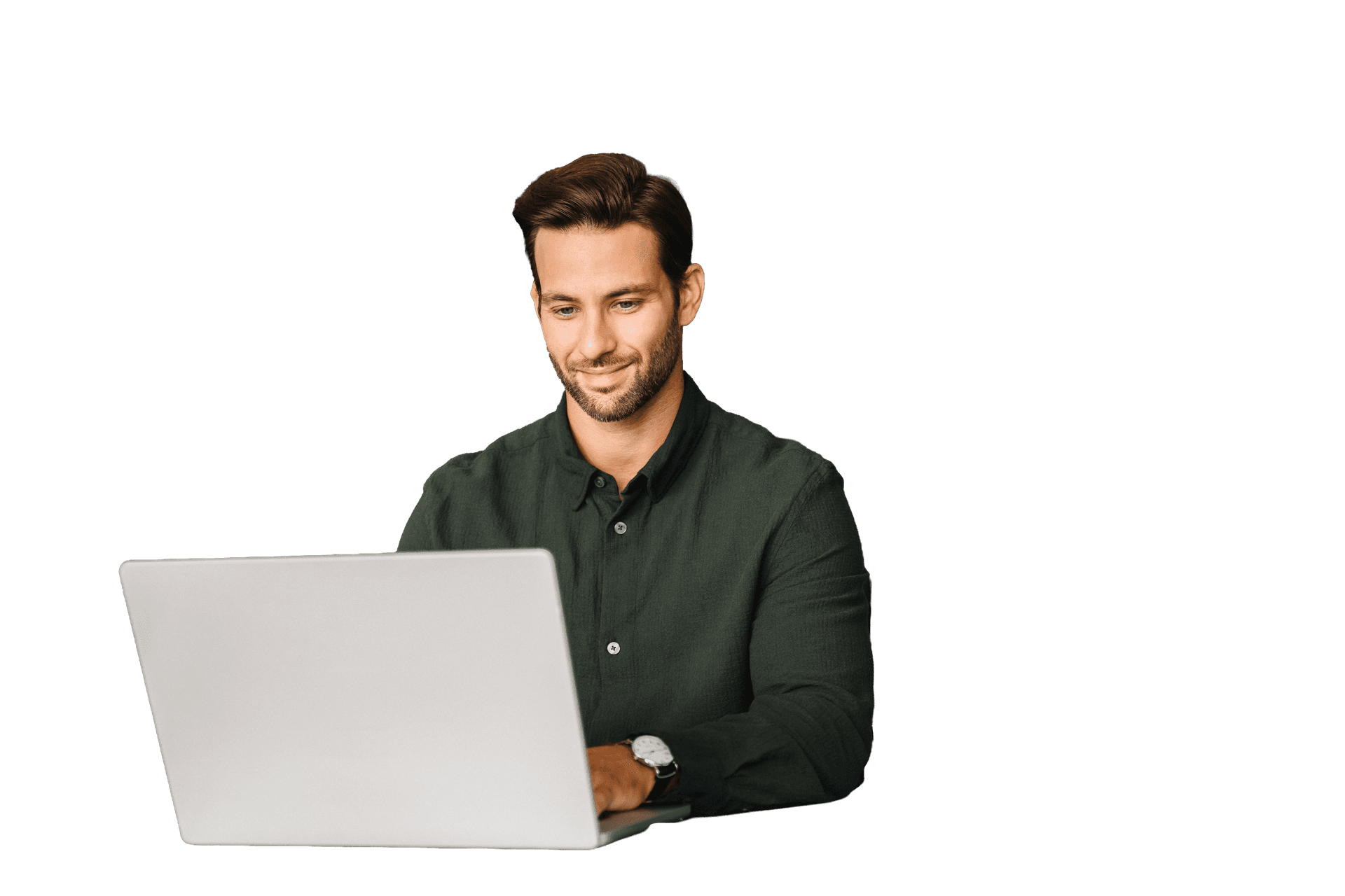 Professional working at a laptop, representing member organisations