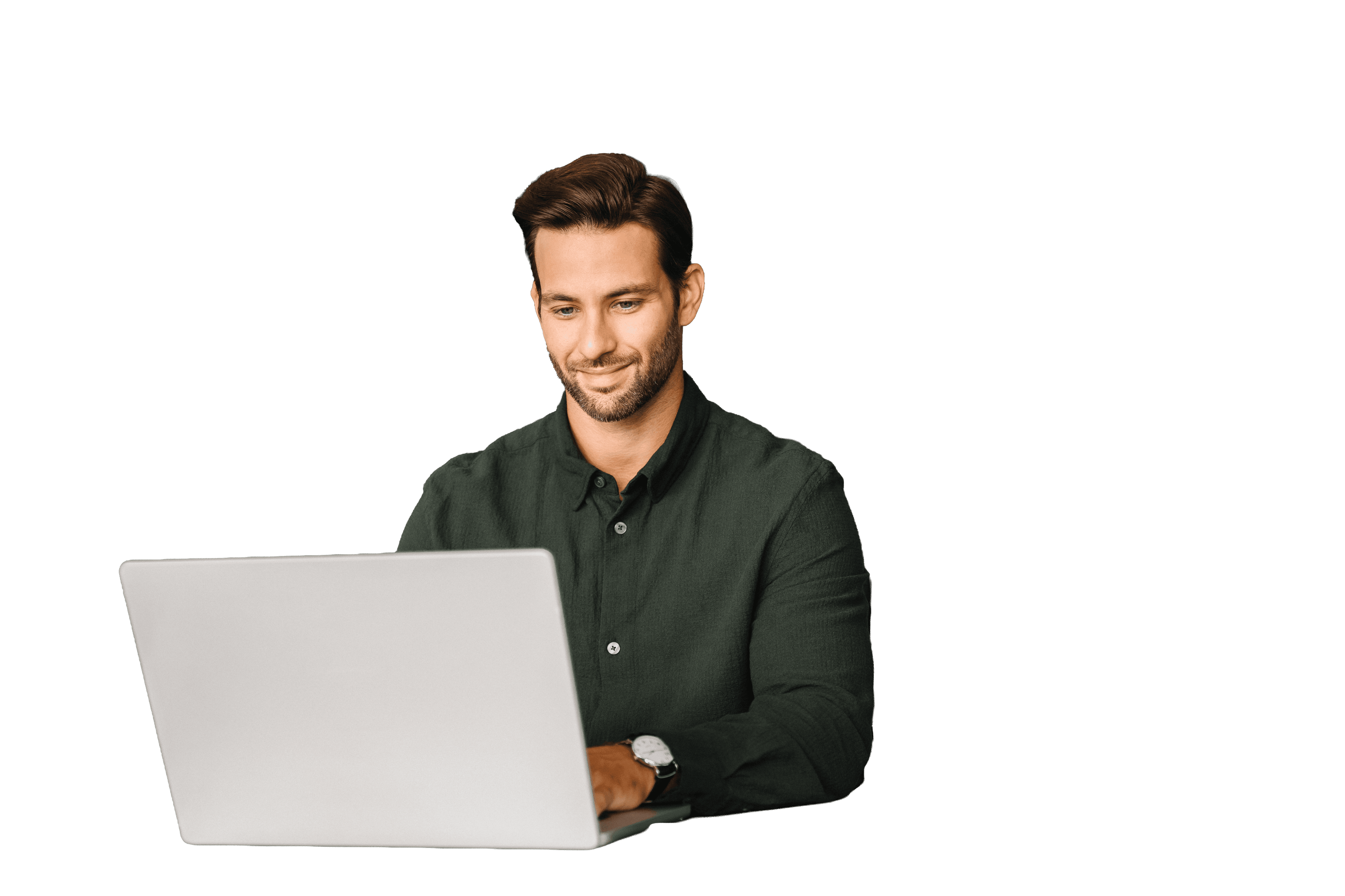 Professional working at a laptop, representing member organisations